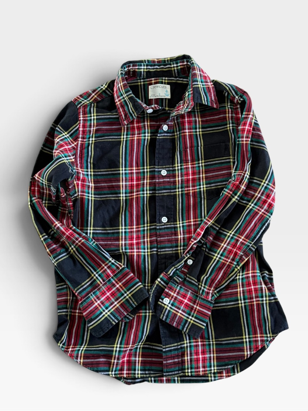 Crewcuts Navy, Red & Green Plaid Button-Down Shirt for Kids